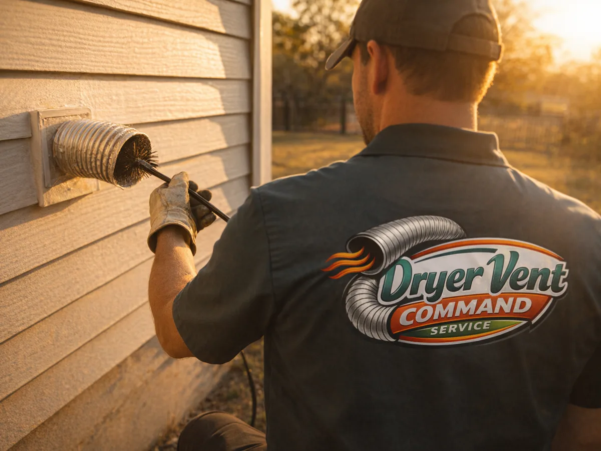 dryer vent cleaning technician on the job in Houston, TX